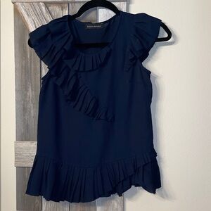 Banana Republic Dark Blue Ruffle Blouse